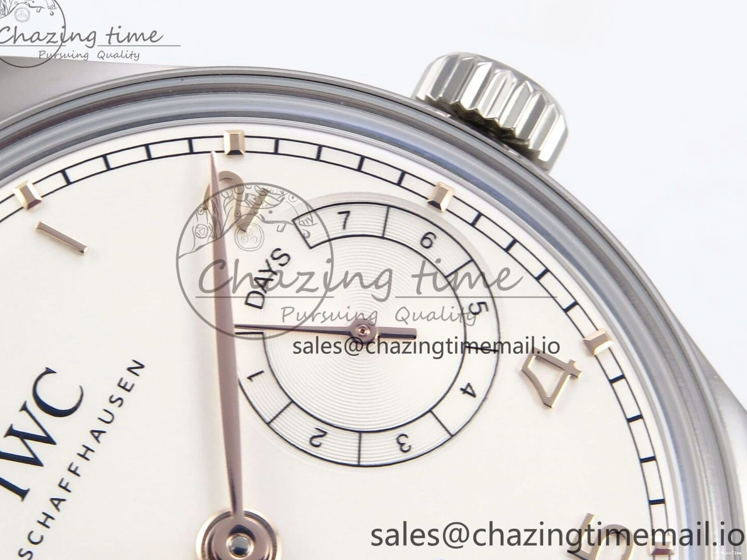 MIROTIME 0308 OnTrend Portugieser Automatic 42mm SS APSF 1:1 Best Edition White RG Dial on Black Leather Strap A 7010